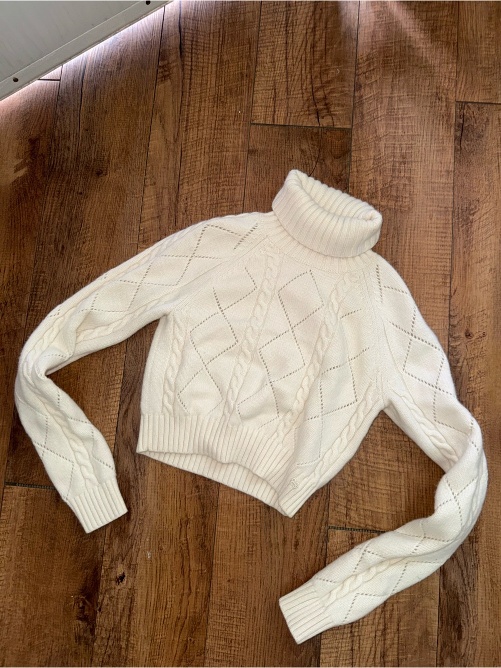 Sunday Best Cream Cable-Knit Turtleneck Sweater